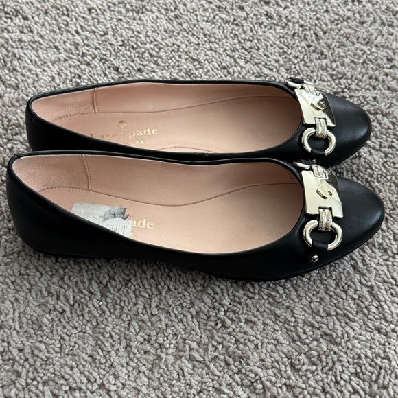 Kate Spade Payton Black Leather Flats Size 6 - Picture 5 of 10